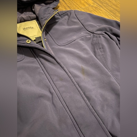 Roots navy blue/purple XS zippered jacket with hood no lining - Picture 3 of 11